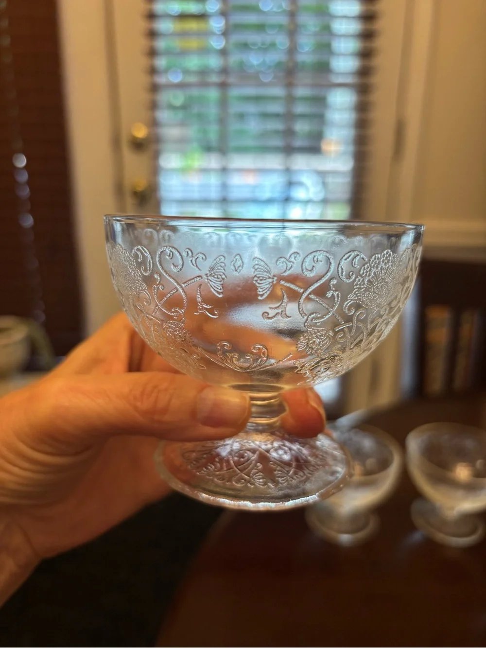 Hazel Atlas Florentine #1 Clear Glass Sherbet Dishes set of 4 Depression Glass